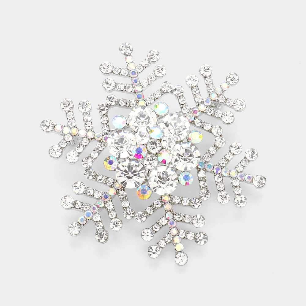 Crystal Pave Snowflake Pin Brooch Pendant - Madeline Love - Flyclothing LLC