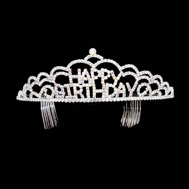 Crystal Rhinestone Happy Birthday Party Tiara - Madeline Love - Flyclothing LLC