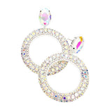 Crystal Rhinestone Open Circle Dangle Evening Earrings - Madeline Love - Flyclothing LLC