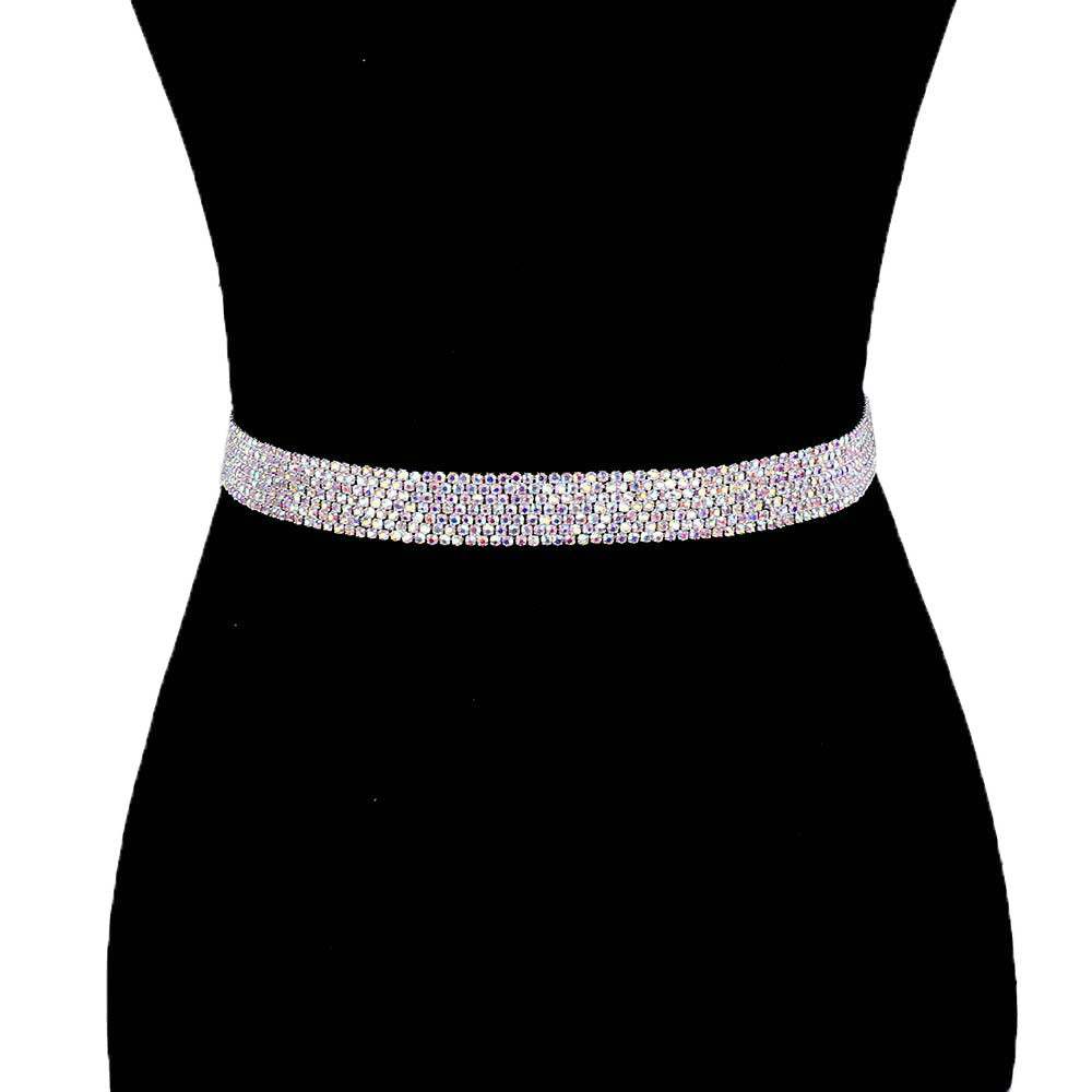 Crystal Rhinestone Sash Ribbon Bridal Wedding Belt Headband - Madeline Love - Flyclothing LLC