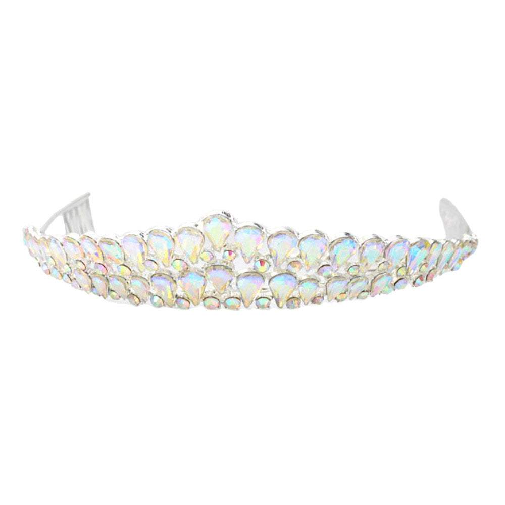 Crystal Teardrop Cluster Pageant Queen Tiara - Madeline Love - Flyclothing LLC