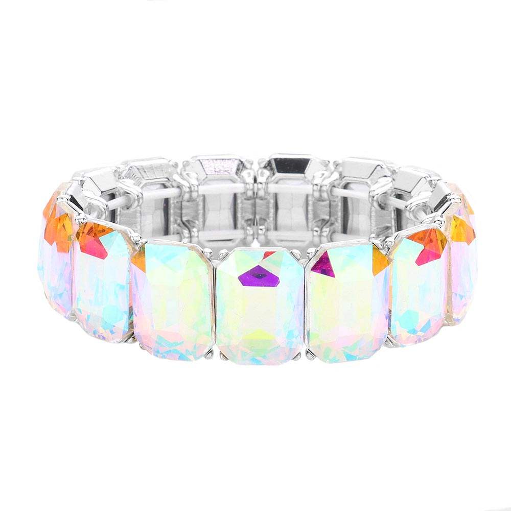 Emerald Cut Stone Stretch Evening Bracelet - Madeline Love - Flyclothing LLC