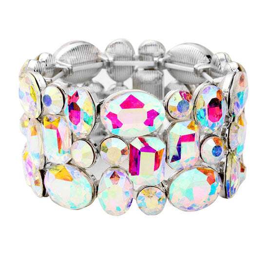 Glass Crystal Stretch Evening Bracelet - Madeline Love - Flyclothing LLC
