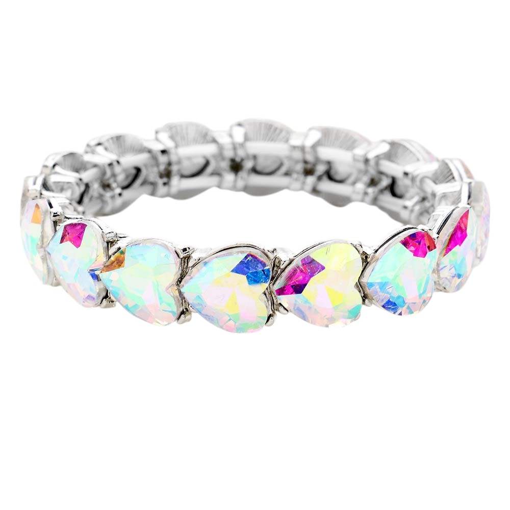 Heart Crystal Stretch Evening Bracelet - Madeline Love - Flyclothing LLC