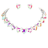Heart Stone Link Evening Necklace Jewelry Set - Madeline Love - Flyclothing LLC