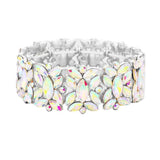 Marquise Floral Oval Crystal Cluster Stretch Evening Bracelet - Madeline Love - Flyclothing LLC