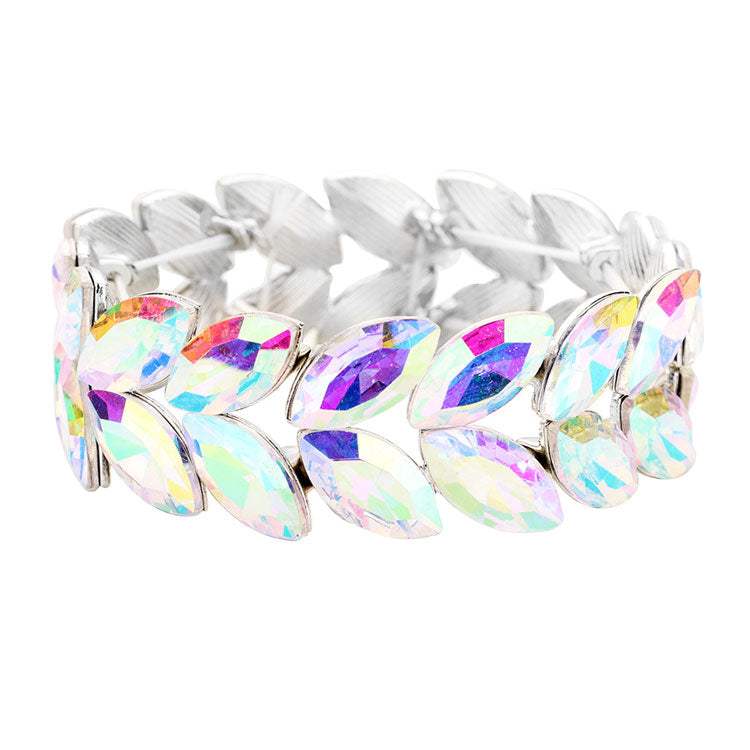 Marquise Glass Crystal Stretch Evening Bracelet - Madeline Love - Flyclothing LLC