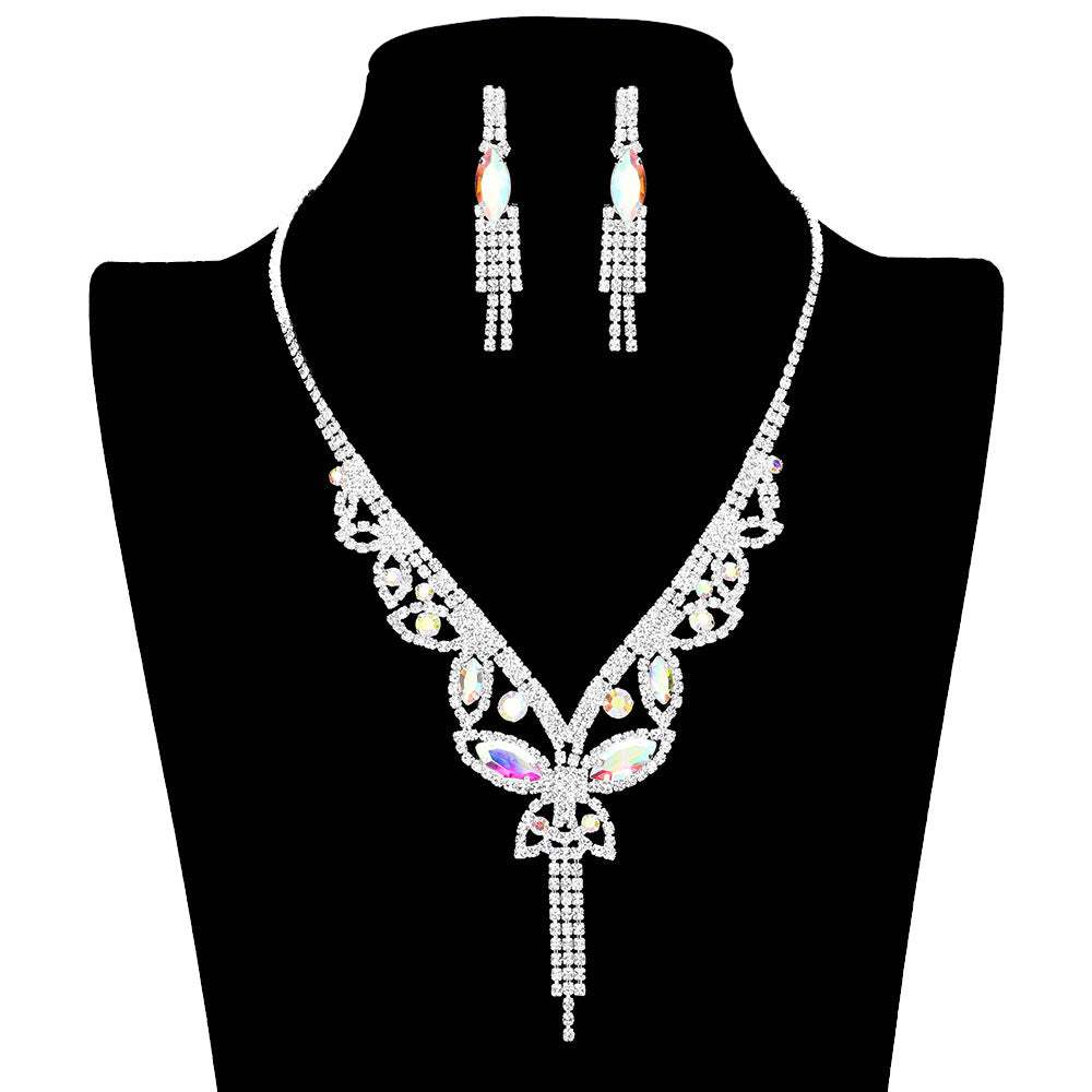 Marquise Round Stone Butterfly Rhinestone Jewelry Set - Madeline Love - Flyclothing LLC