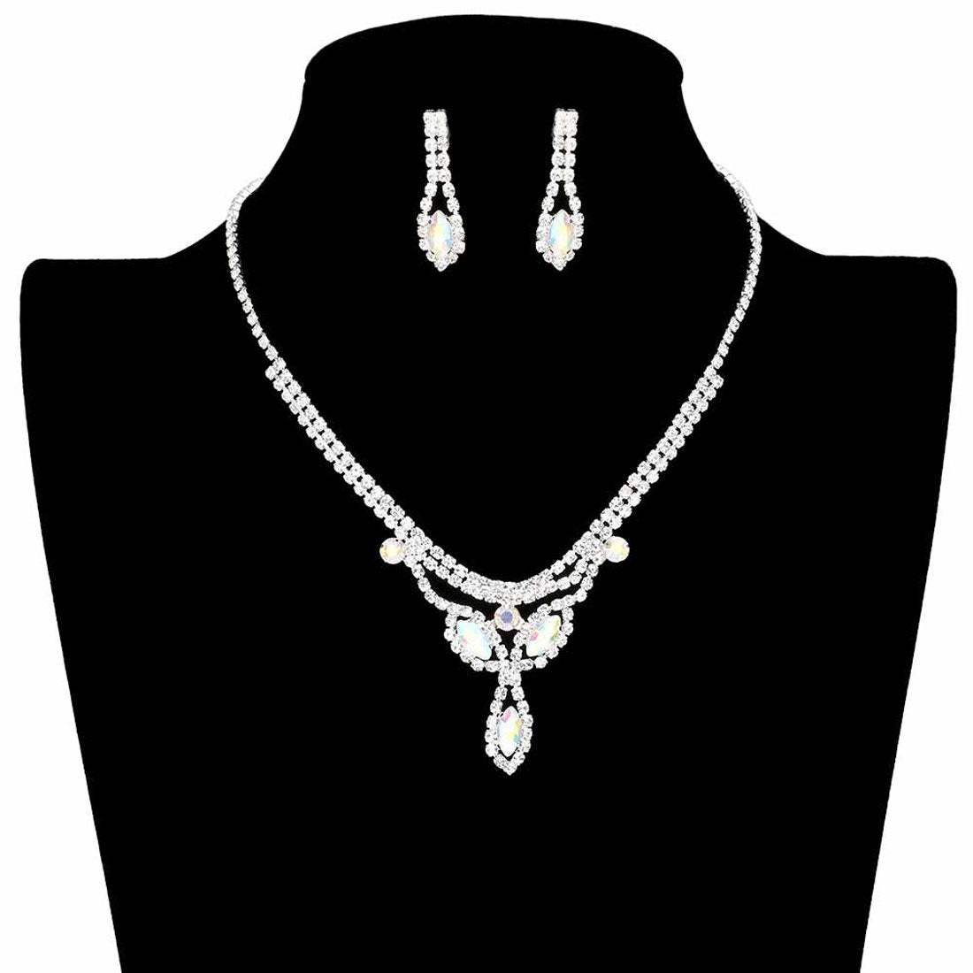 Marquise Stone Accented Rhinestone Pave Necklace - Madeline Love - Flyclothing LLC