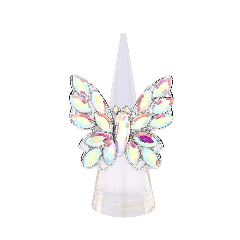 Marquise Stone Cluster Butterfly Stretch Ring - Madeline Love - Flyclothing LLC