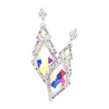 Oval Rhinestone Accented Dangle Evening Earrings - Madeline Love - Flyclothing LLC