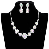 Oval Stone Accented Rhinestone Trimmed Necklace - Madeline Love - Flyclothing LLC