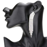 Rhinestone Fringe Dangle Evening Earrings - Madeline Love - Flyclothing LLC
