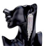 Rhinestone Fringe Drop Evening Earrings - Madeline Love - Flyclothing LLC