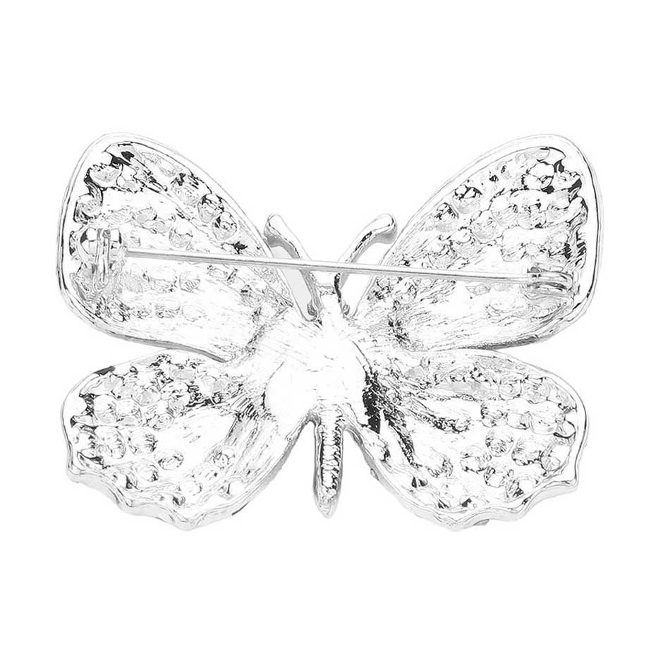 Rhinestone Pave Butterfly Pin Brooch - Madeline Love - Flyclothing LLC