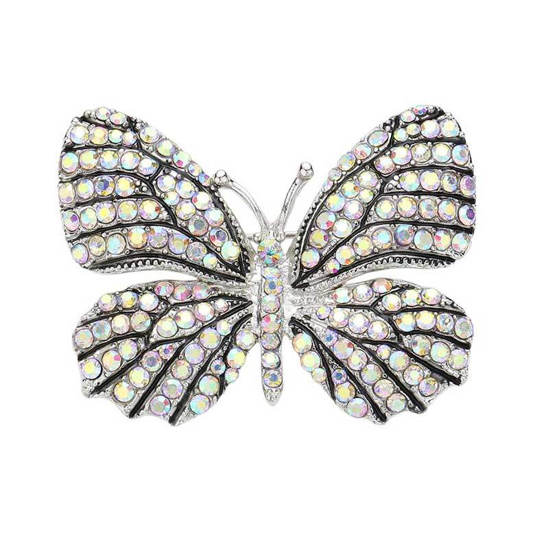 Rhinestone Pave Butterfly Pin Brooch - Madeline Love - Flyclothing LLC