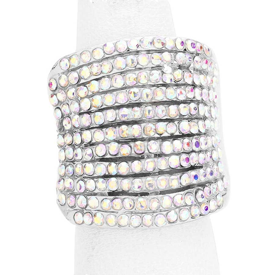 Rhinestone Pave Multi Row Stretch Ring - Madeline Love - Flyclothing LLC