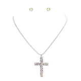 Rhinestone Paved Cross Pendant Jewelry Set - Madeline Love - Flyclothing LLC