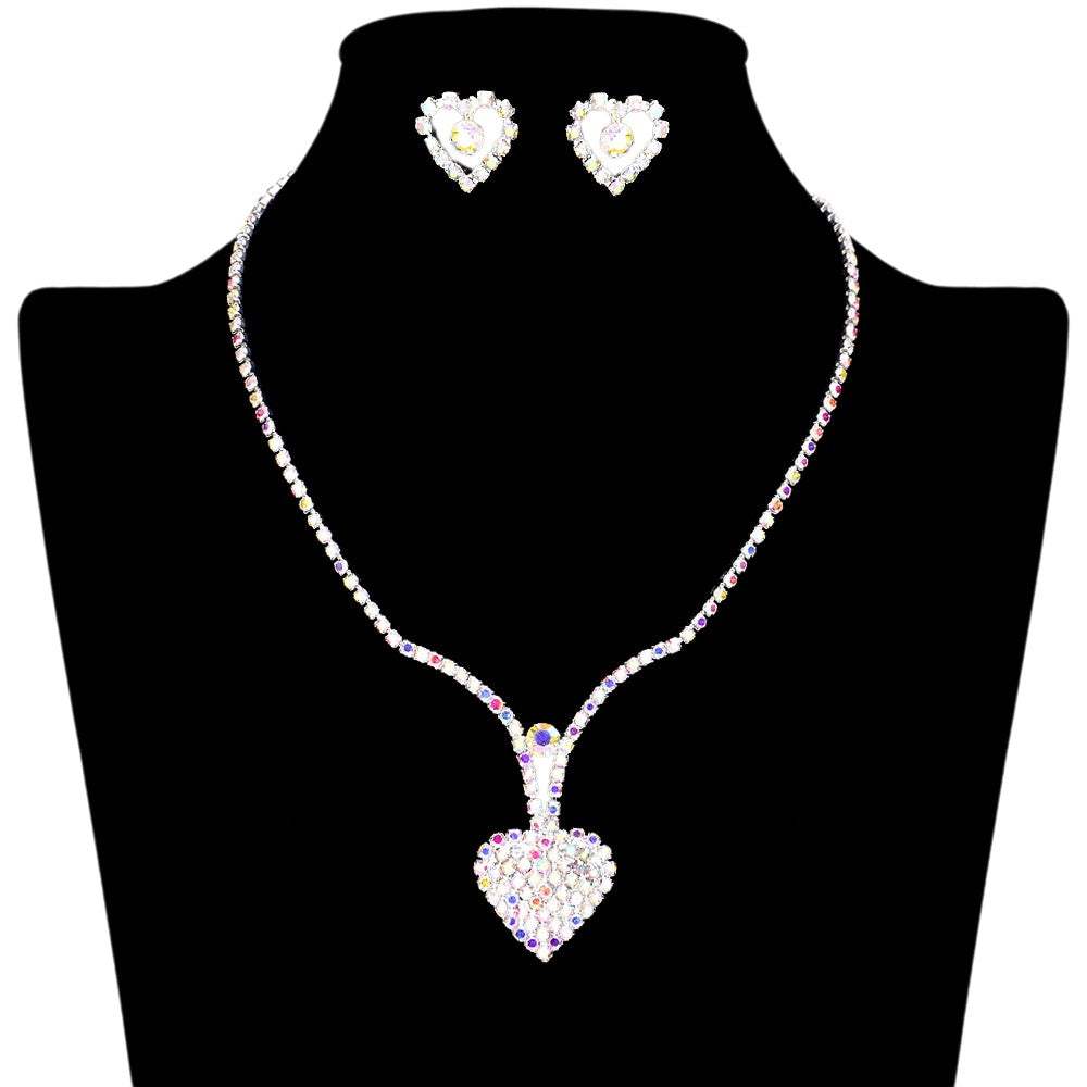 Rhinestone Paved Heart Necklace - Madeline Love - Flyclothing LLC