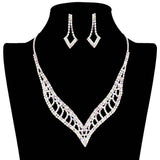 Rhinestone Paved V Shaped Jewelry Set - Madeline Love - Flyclothing LLC
