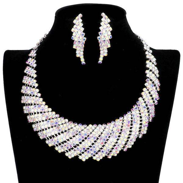 Rhinestone Tornado Collar Bib Necklace - Madeline Love - Flyclothing LLC