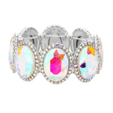 Rhinestone Trim Oval Crystal Stretch Evening Bracelet - Madeline Love - Flyclothing LLC
