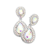 Rhinestone Trim Teardrop Evening Earrings - Madeline Love - Flyclothing LLC