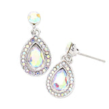 Rhinestone Trim Teardrop Stone Dangle Evening Earrings - Madeline Love - Flyclothing LLC