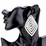 Rhinestone V Shape Rhombus Evening Earrings - Madeline Love - Flyclothing LLC