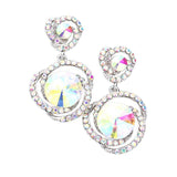 Round Stone Accented Link Dangle Evening Earrings - Madeline Love - Flyclothing LLC