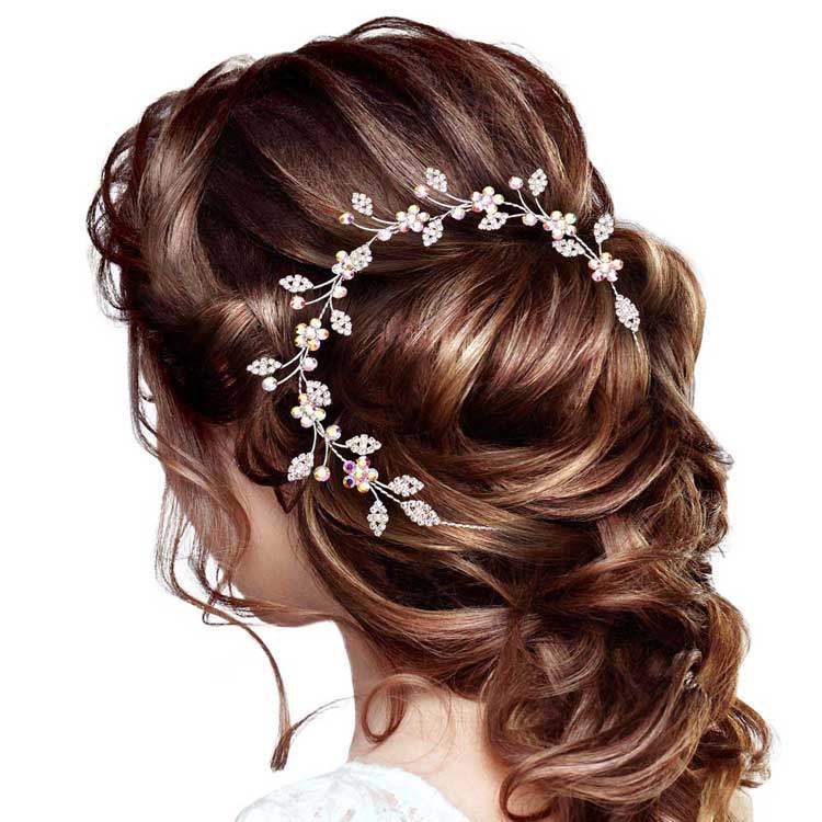 Stone Embellished Flower Cluster Vine Bun Wrap Headpiece - Madeline Love - Flyclothing LLC
