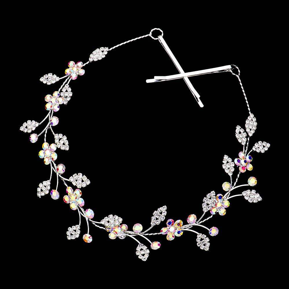 Stone Embellished Flower Cluster Vine Bun Wrap Headpiece - Madeline Love - Flyclothing LLC