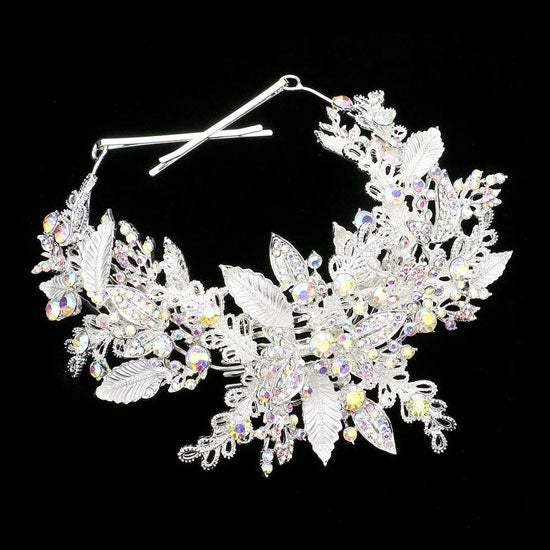Stone Embellished Leaf Cluster Bun Wrap Headpiece - Madeline Love - Flyclothing LLC