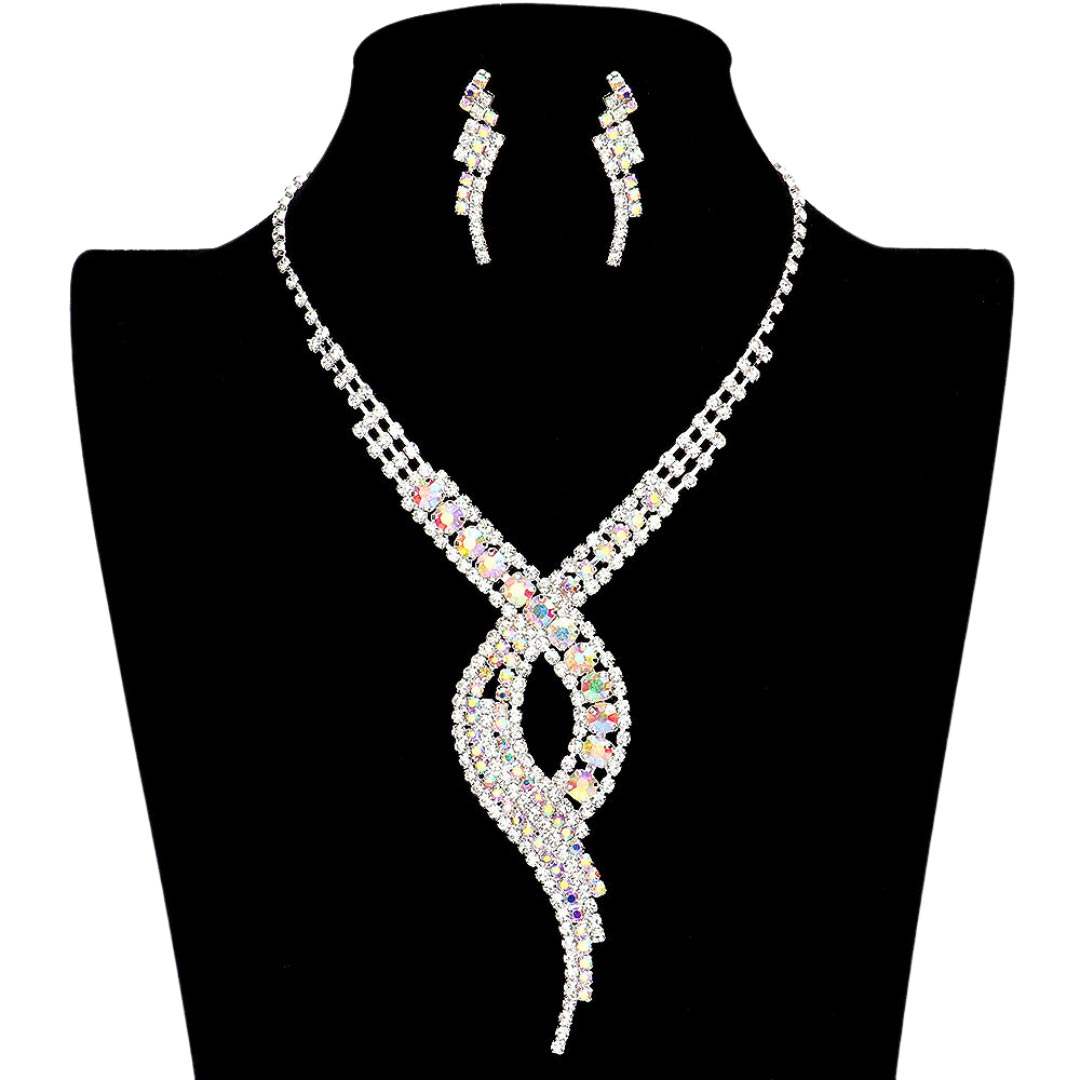 Swirl Rhinestone Pave Necklace - Madeline Love - Flyclothing LLC