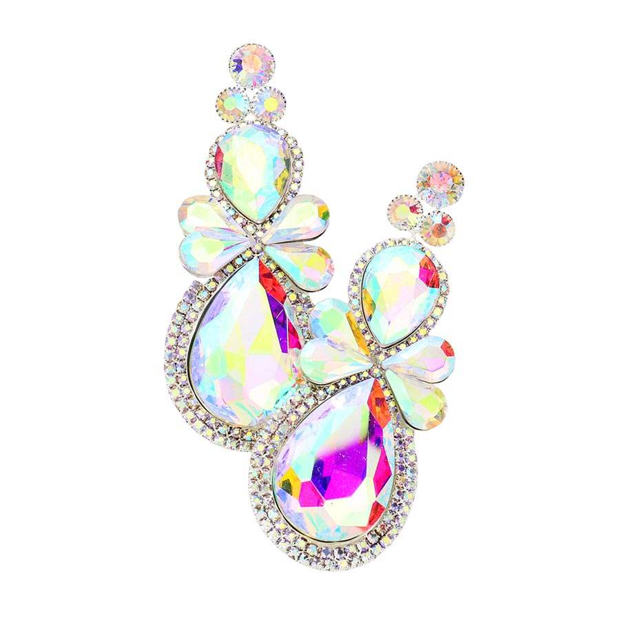 Teardrop Accented Dangle Evening Earrings - Madeline Love - Flyclothing LLC
