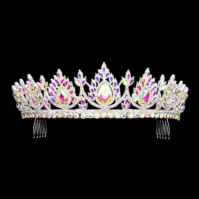 Teardrop Accented Marquise Stone Cluster Princess Tiara - Madeline Love - Flyclothing LLC