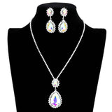 Teardrop Accented Rhinestone Necklace - Madeline Love - Flyclothing LLC