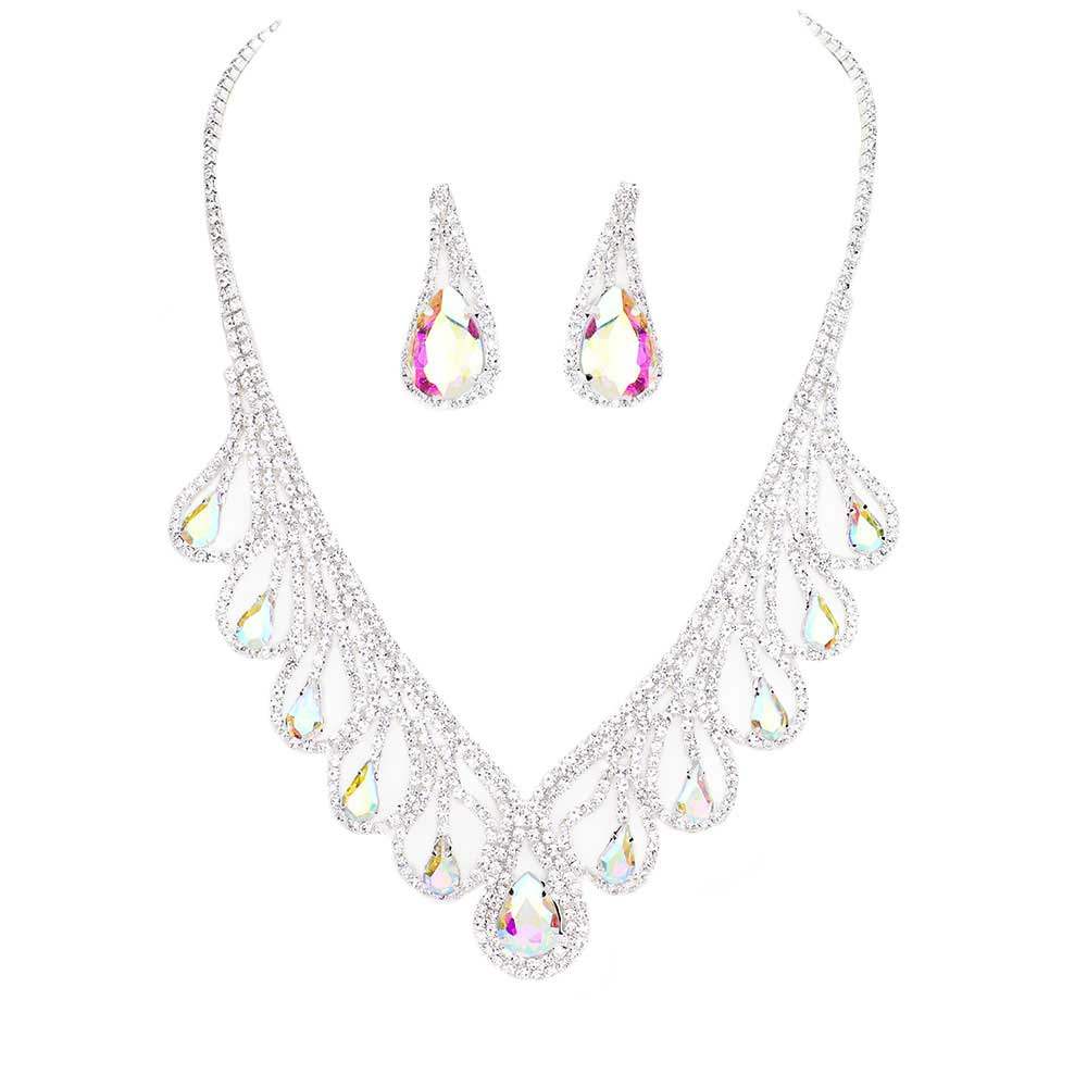 Teardrop Crystal Rhinestone Collar Necklace - Madeline Love - Flyclothing LLC