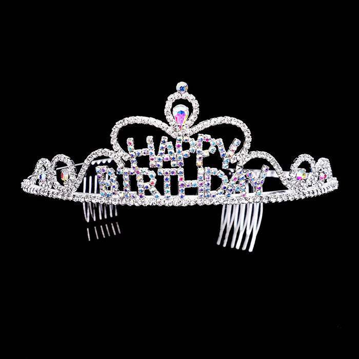 Teardrop Crystal Rhinestone Happy Birthday Tiara - Madeline Love - Flyclothing LLC