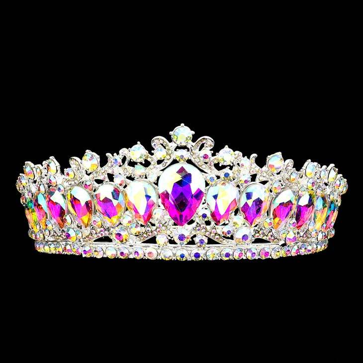 Teardrop Stone Accented Crown Tiara - Madeline Love - Flyclothing LLC