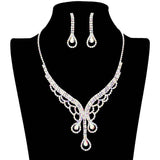 Teardrop Stone Accented Rhinestone Jewelry Set - Madeline Love - Flyclothing LLC