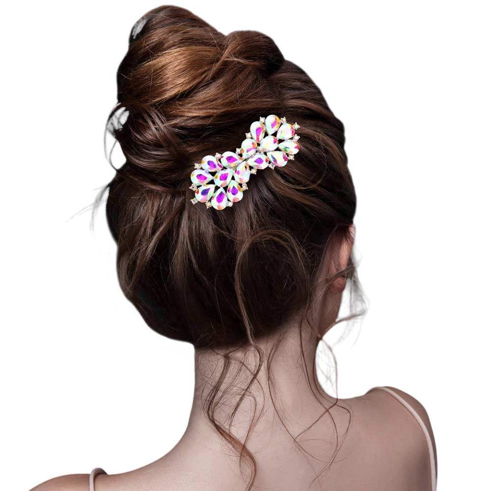 Teardrop Stone Cluster Bow Hair Comb - Madeline Love - Flyclothing LLC