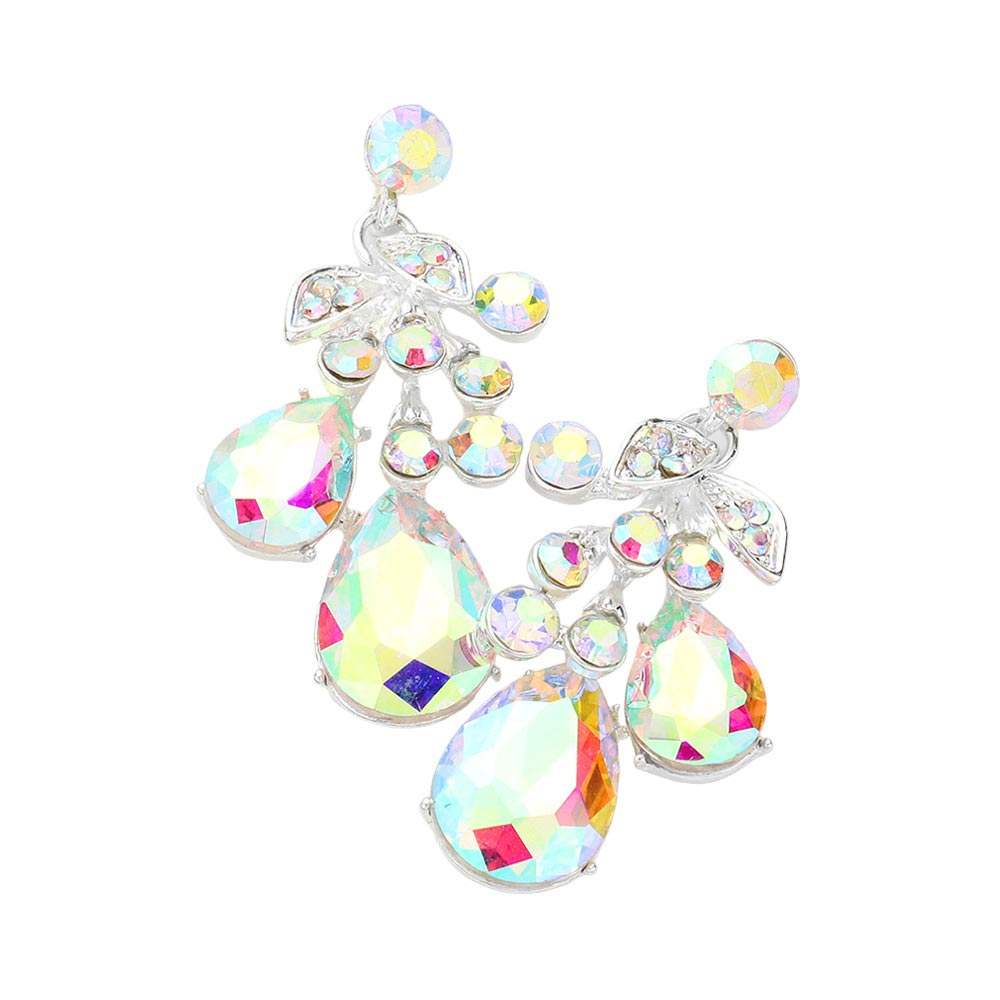 Teardrop Stone Cluster Dangle Evening Earrings - Madeline Love - Flyclothing LLC