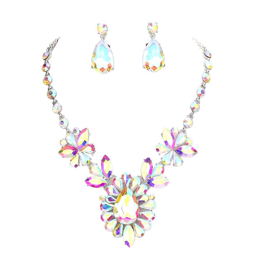 Teardrop Stone Cluster Evening Necklace - Madeline Love - Flyclothing LLC