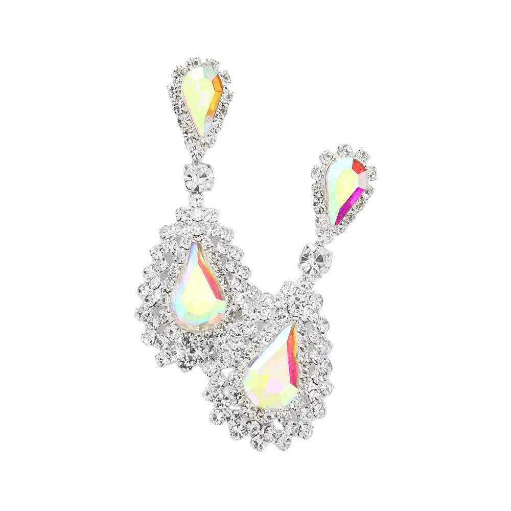 Teardrop Stone Dangle Evening Earrings - Madeline Love - Flyclothing LLC