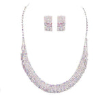 Trendy Crystal Rhinestone Pave Collar Necklace Earring Set - Madeline Love - Flyclothing LLC