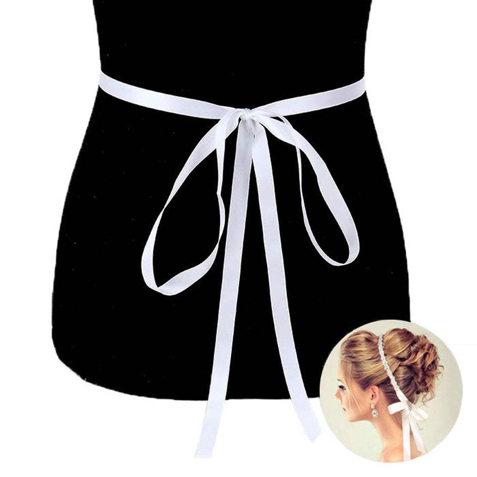 Crystal Sash Ribbon Bridal Wedding Belt Headband - Madeline Love - Flyclothing LLC