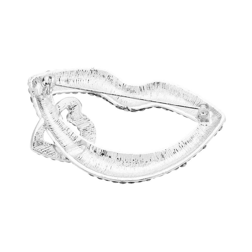 Rhinestone Lip Heart Pin Brooch - Madeline Love - Flyclothing LLC
