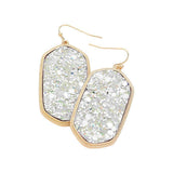 Sparkly Hexagon Frame Dangle Earrings - Madeline Love - Flyclothing LLC