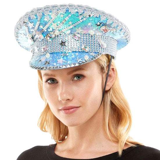 Star Pointed Sequin Bling Hat - Madeline Love - Flyclothing LLC